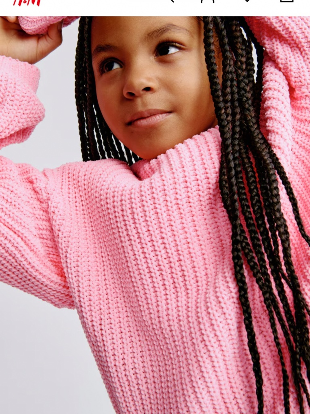 H&M girls pink chenille knit sweater sz 8-10